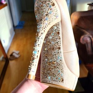 Aldo Nude Rhinestone Heels